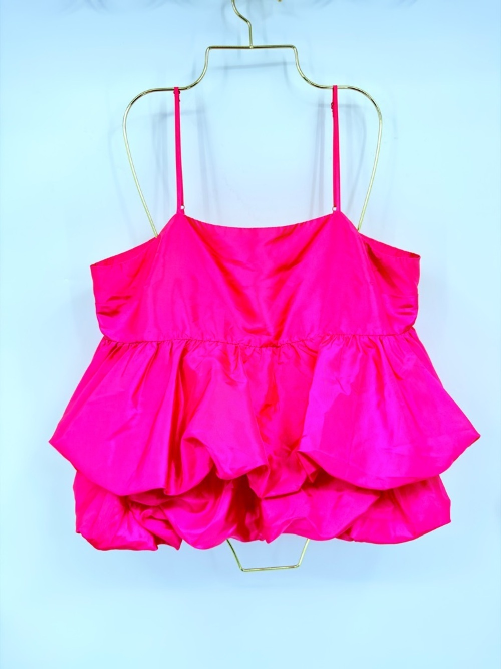 Hot Pink Ruffle Babydoll Tank Top A New Day Strappy Flowy Peplum Cami Large